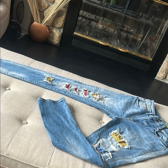 Salvatore Galliano Men's Distressed Denim Painter Jeans Size 34